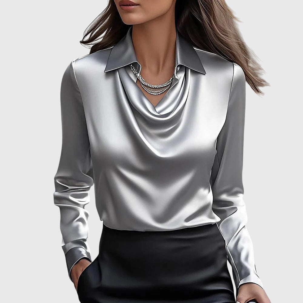 Vivian Elegant Draped Neck Blouse for Women