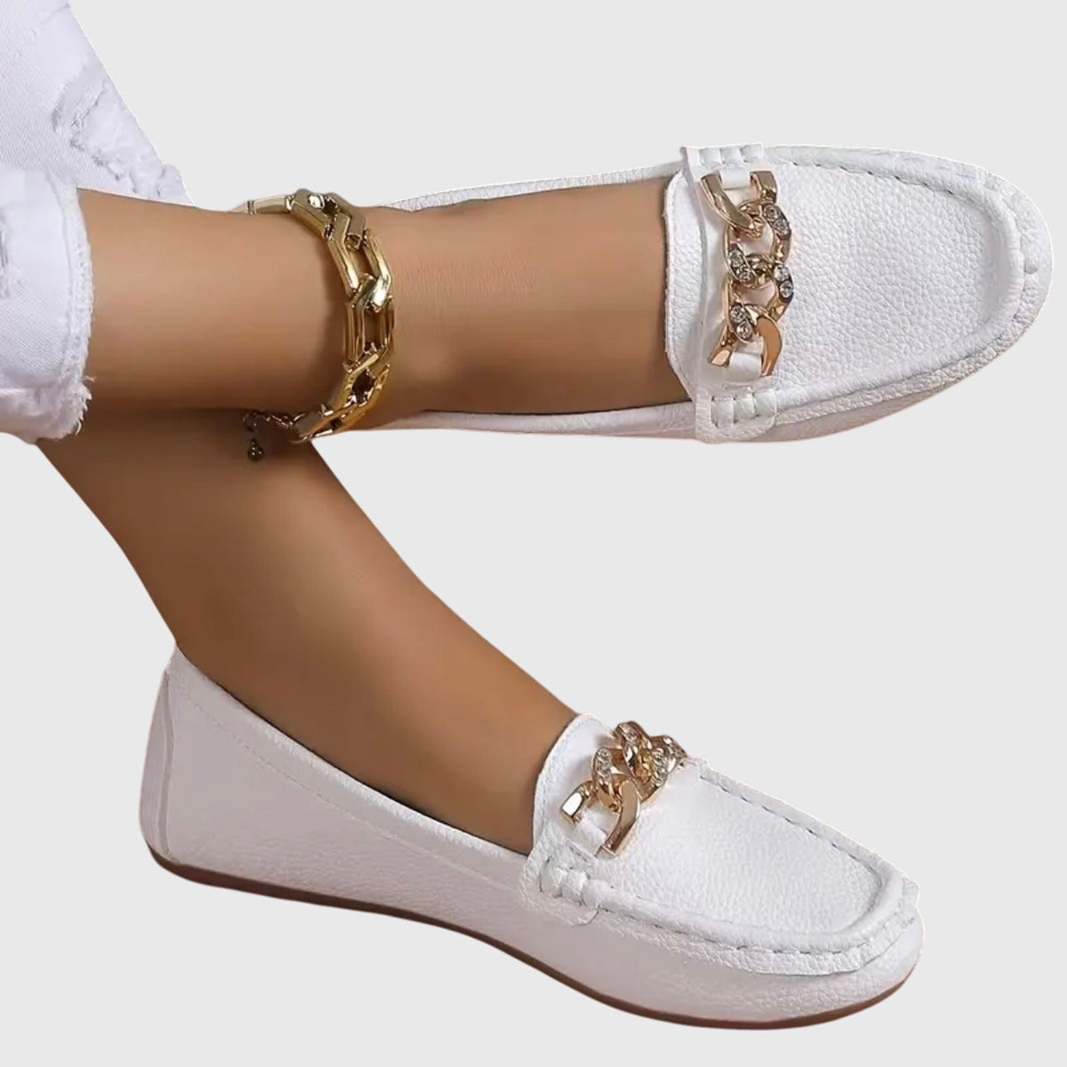 Marion Elegant Orthopedic Loafers with Gold Chain