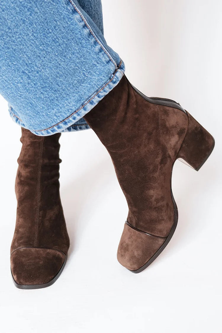Evelyn Modern Square Toe Block Heel Boots