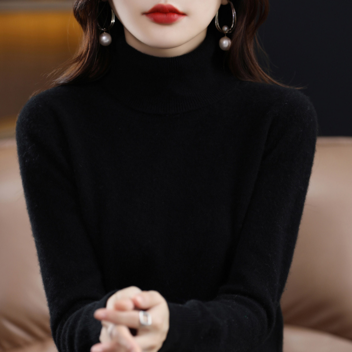 Katie Elegant Cashmere Blend Turtleneck Sweater