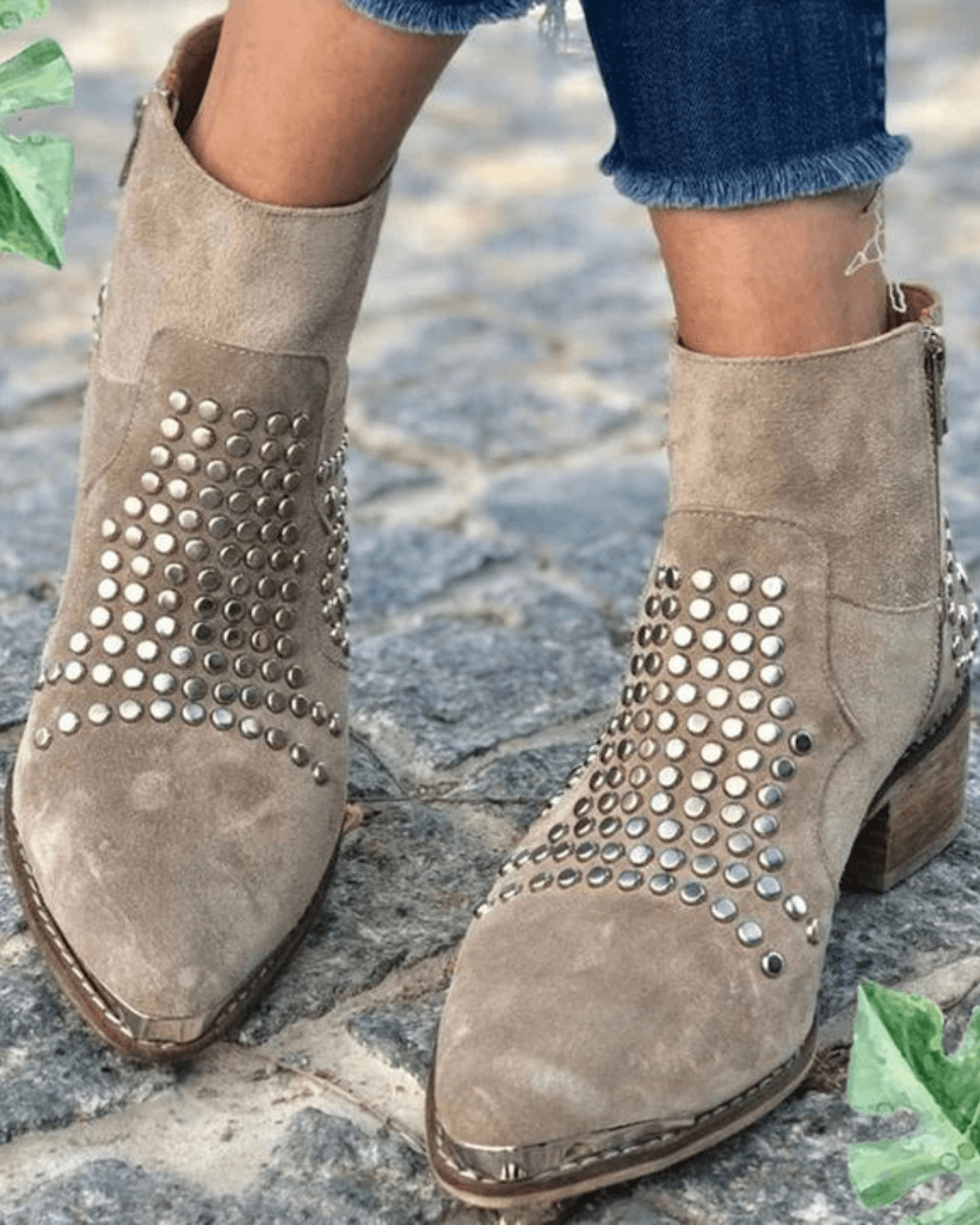 Carly Stylish Studded Ankle Boots for Women