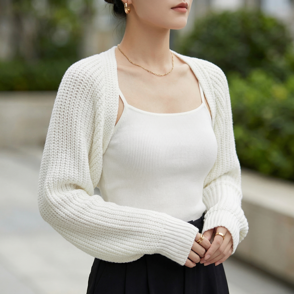 Jessica Elegant Ribbed Knit Shrug Cardigan