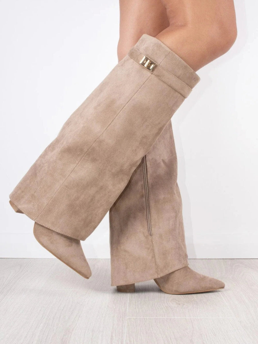 Courtney Elegant Suede Fold-Over Boots for Women