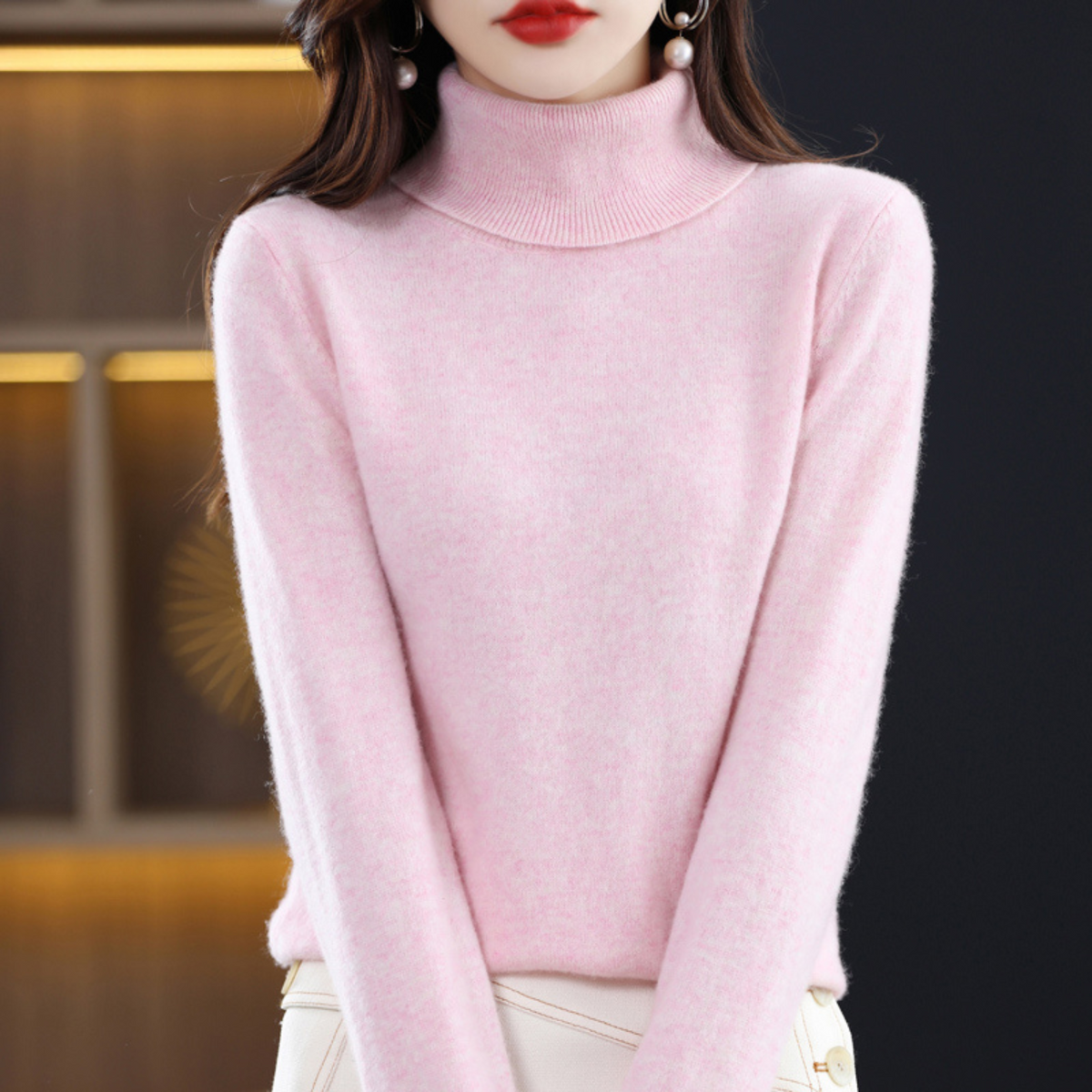 Katie Elegant Cashmere Blend Turtleneck Sweater