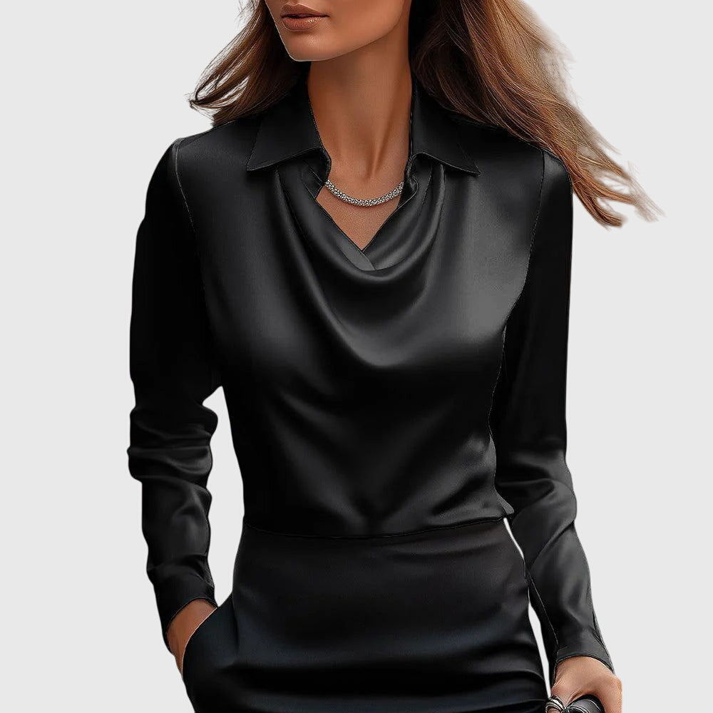 Vivian Elegant Draped Neck Blouse for Women