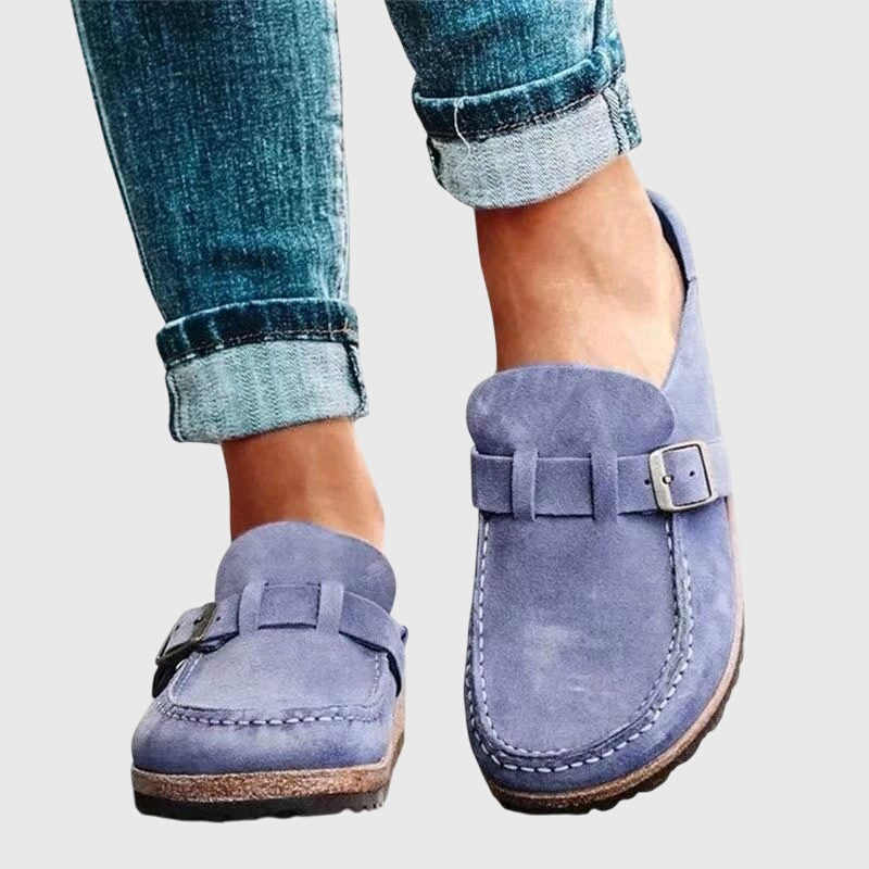 Simone Relaxed Suede Buckle Mule Clogs for Women