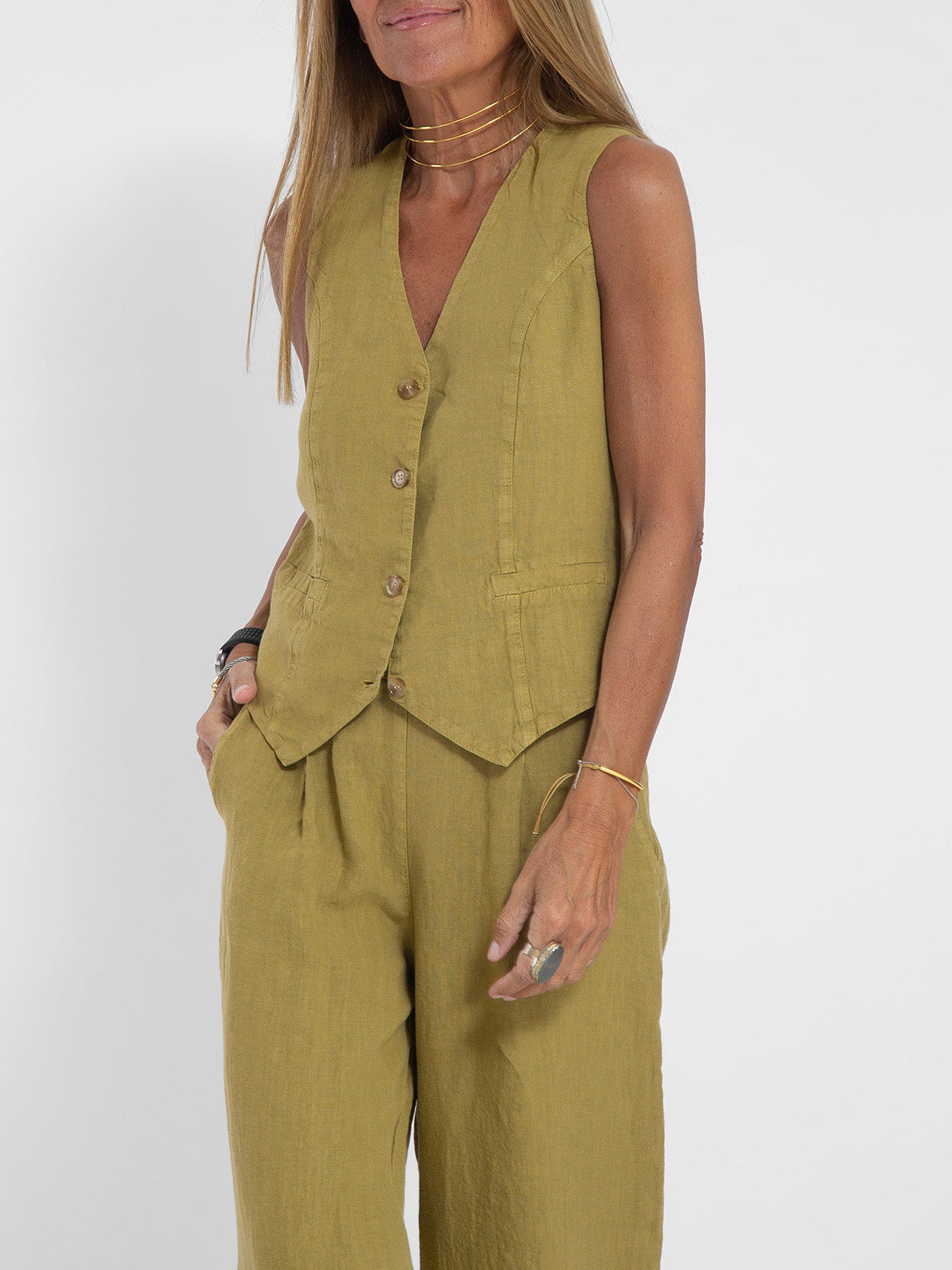 Leah Elegant Vest and Wide Leg Pants Set for Women