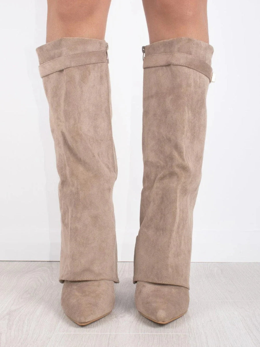 Courtney Elegant Suede Fold-Over Boots for Women