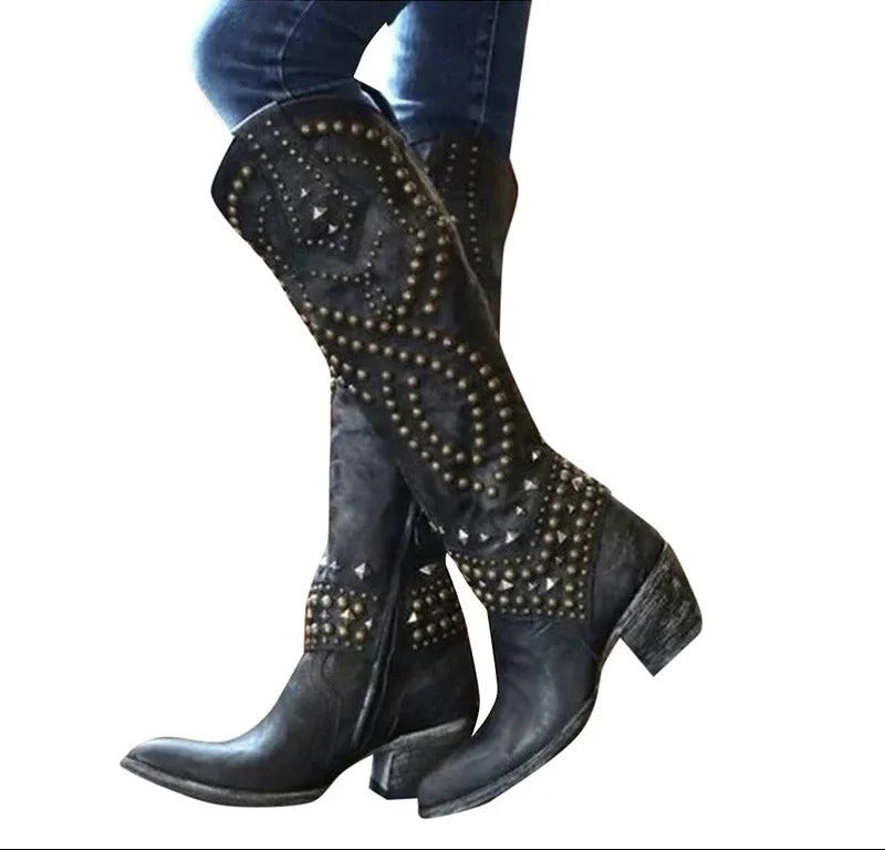 Evangeline Elegant Knee High Pointed Toe Boots