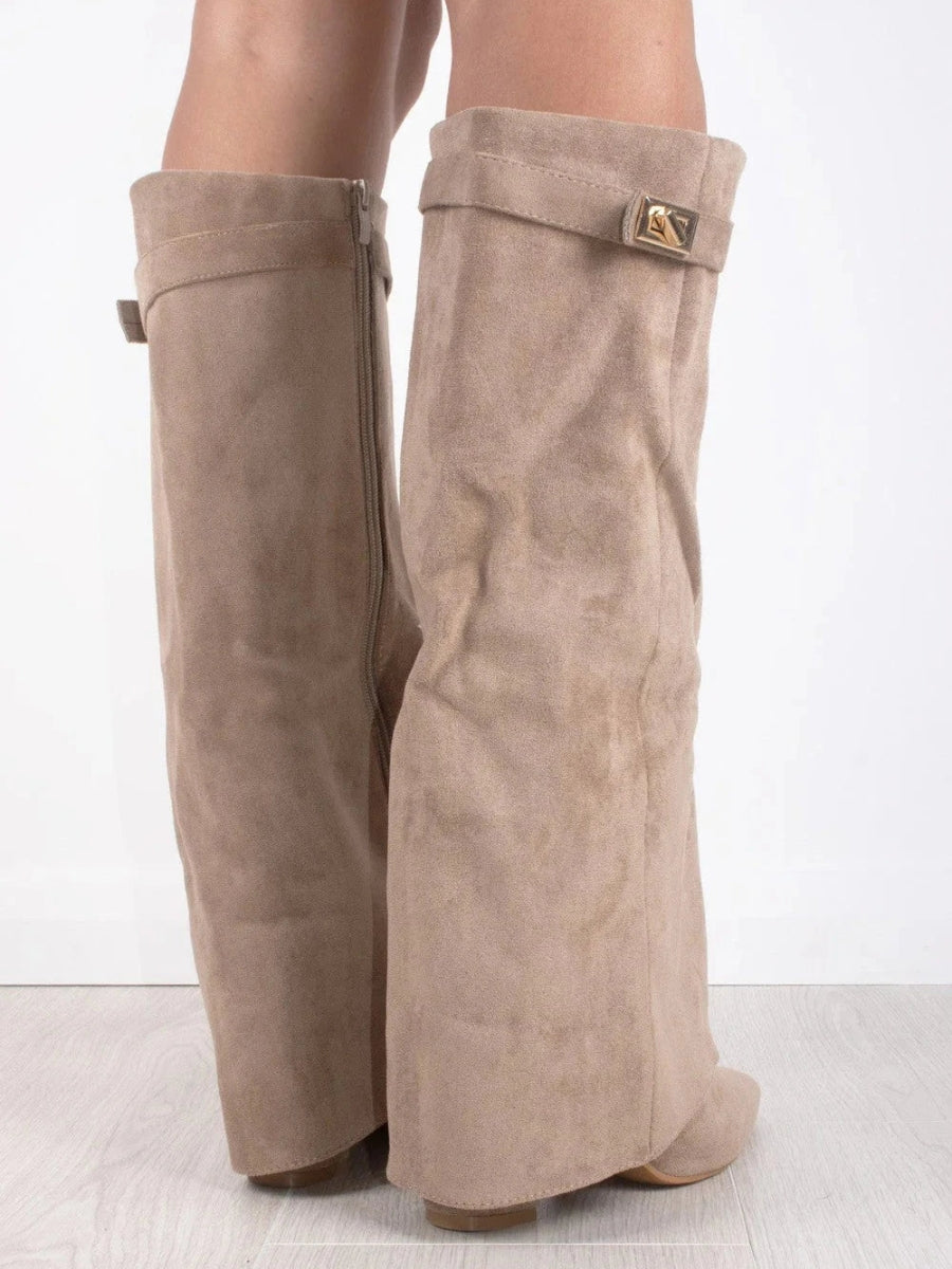 Courtney Elegant Suede Fold-Over Boots for Women