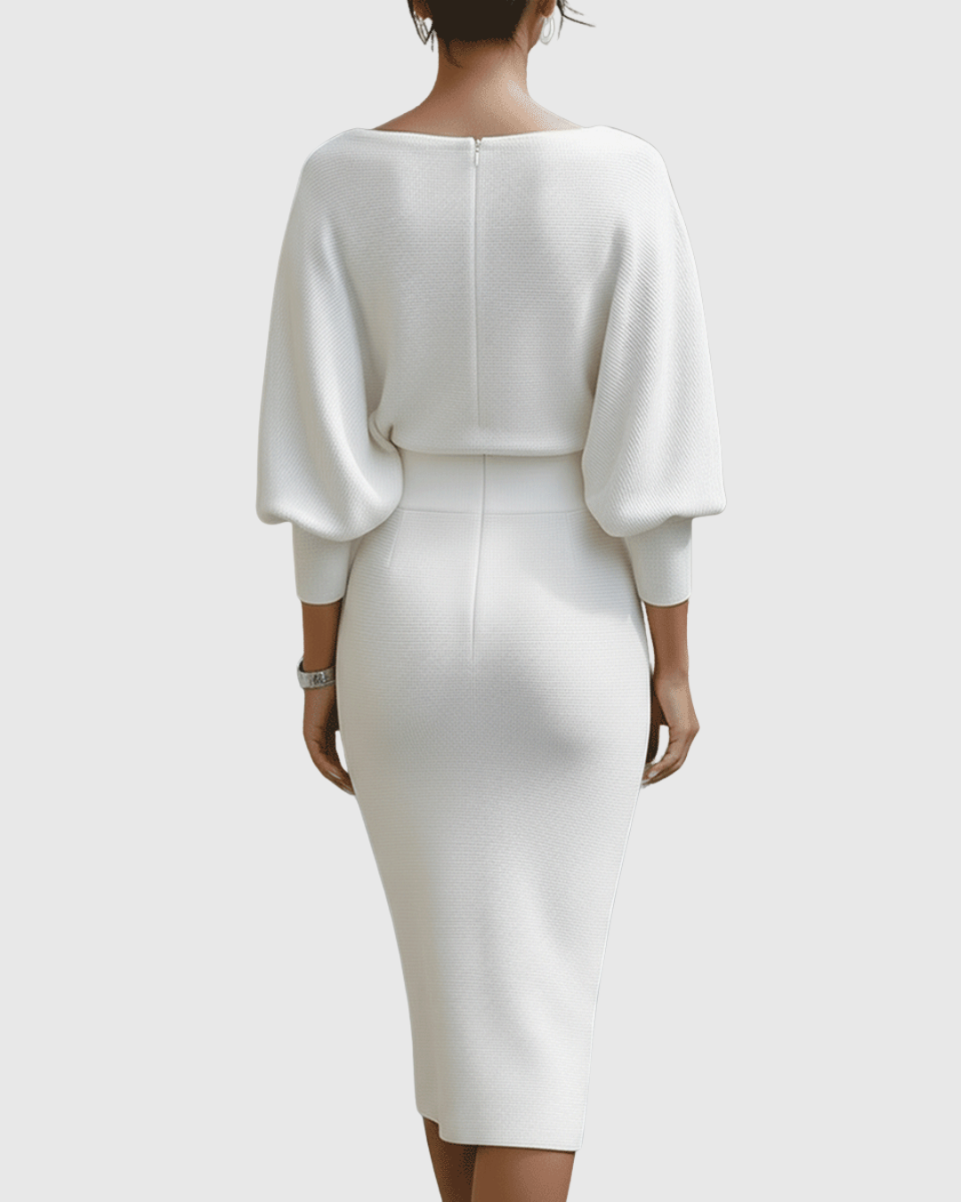 Frances Elegant Draped Batwing Midi Dress