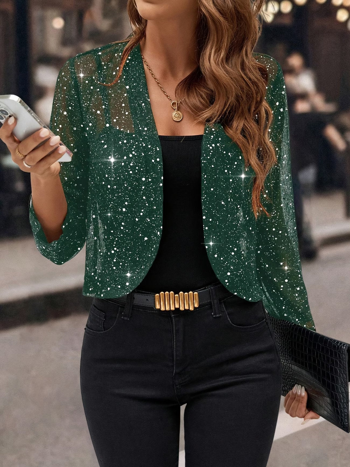 Kelly Elegant Sequin Cardigan Jacket for Women