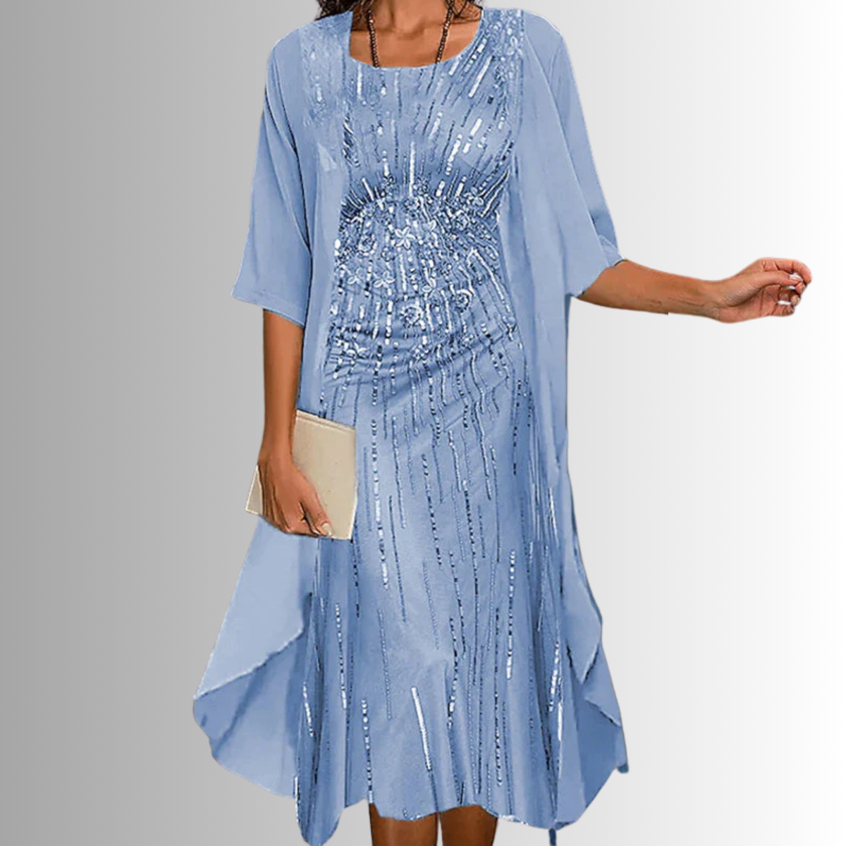Hope Effortless Floral Midi Dress with Cardigan Set