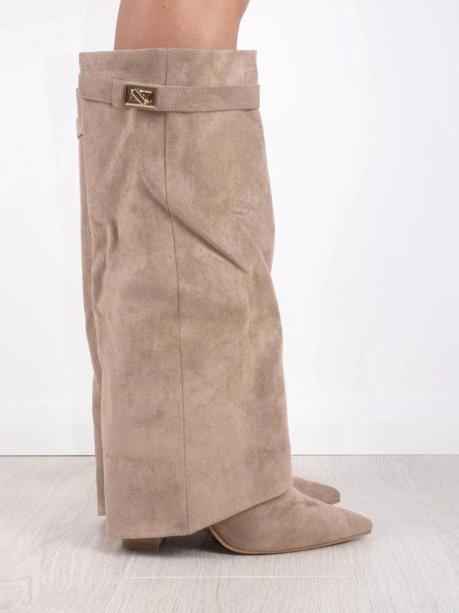 Courtney Elegant Suede Fold-Over Boots for Women