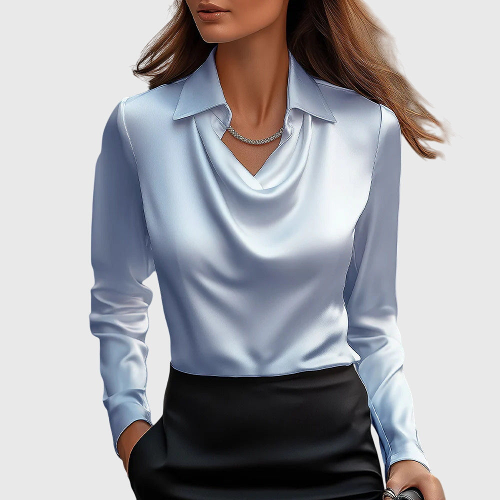 Vivian Elegant Draped Neck Blouse for Women