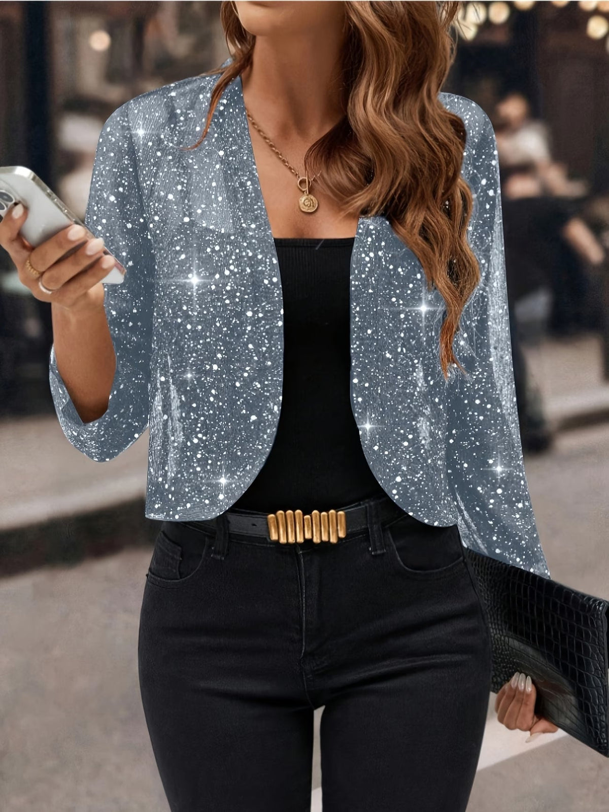 Kelly Elegant Sequin Cardigan Jacket for Women