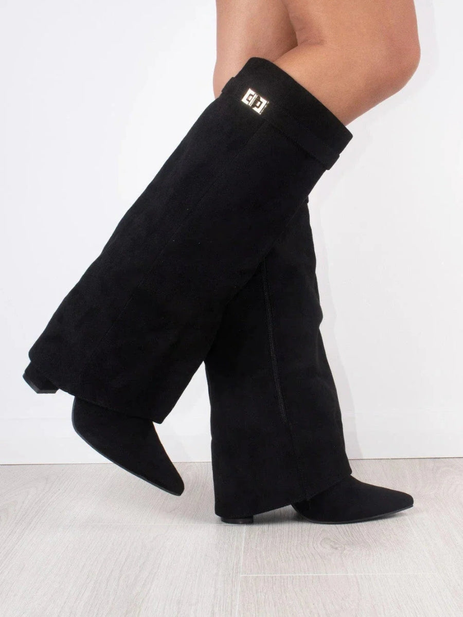 Courtney Elegant Suede Fold-Over Boots for Women