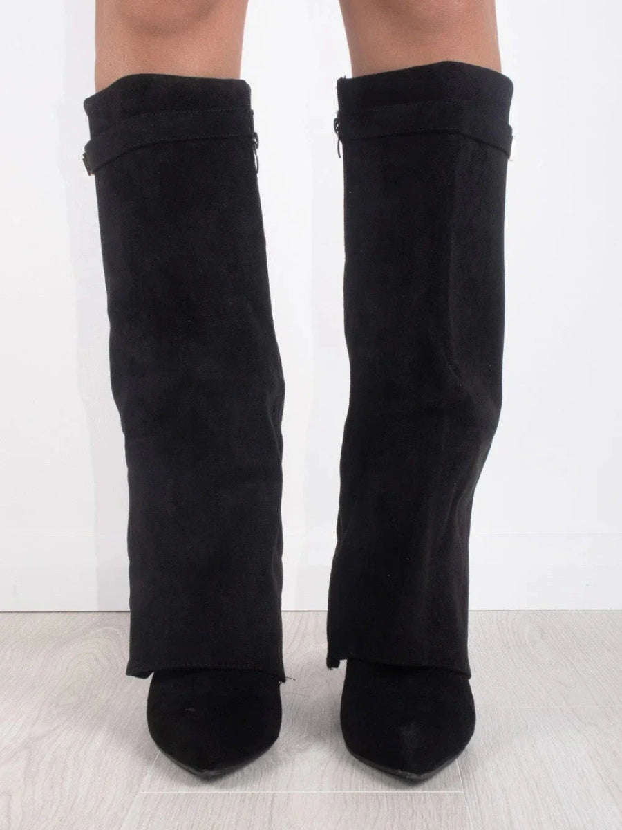 Courtney Elegant Suede Fold-Over Boots for Women