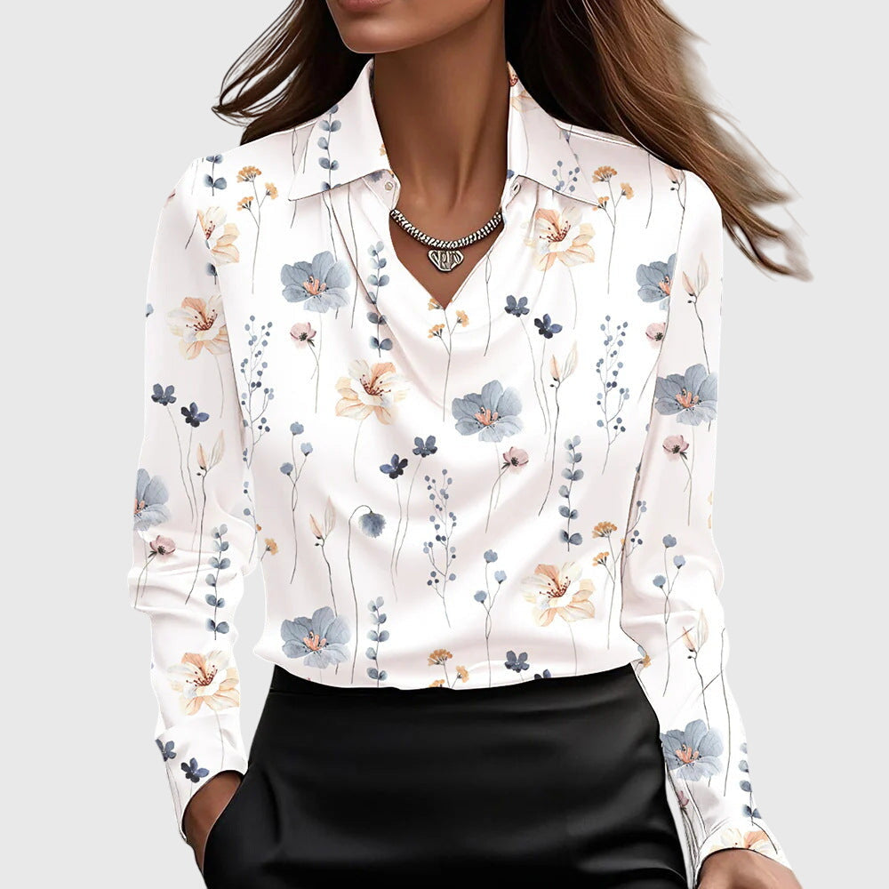 Vivian Elegant Draped Neck Blouse for Women