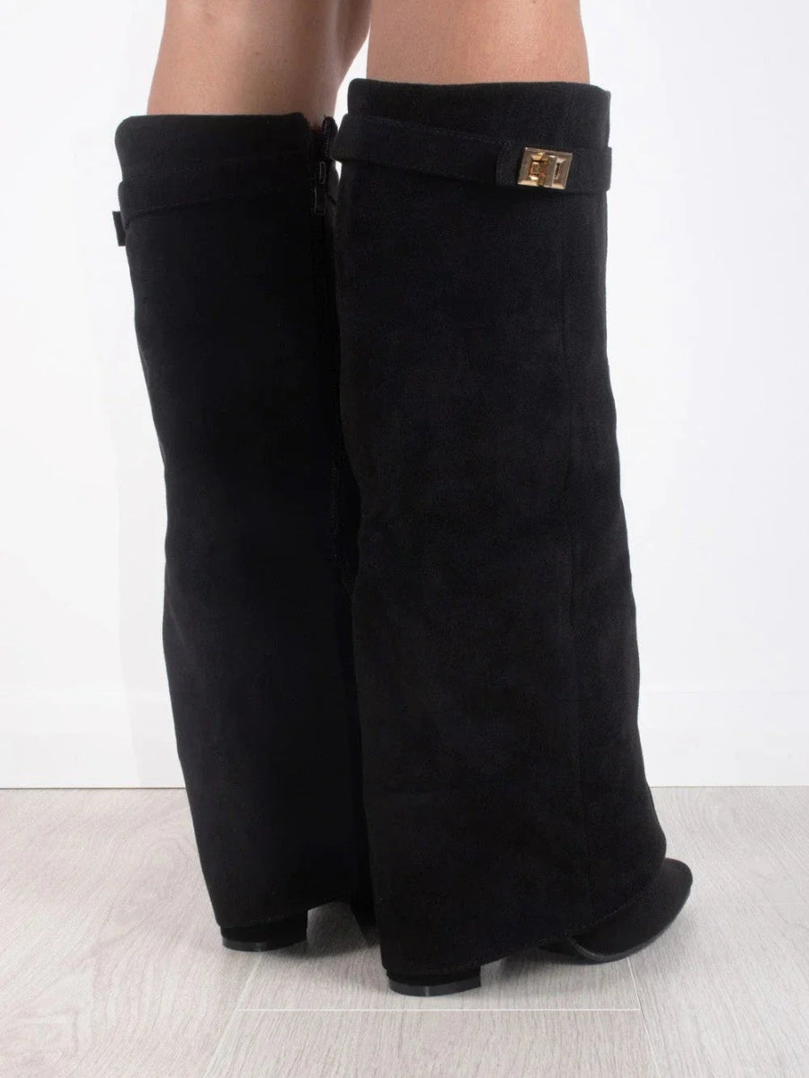 Courtney Elegant Suede Fold-Over Boots for Women