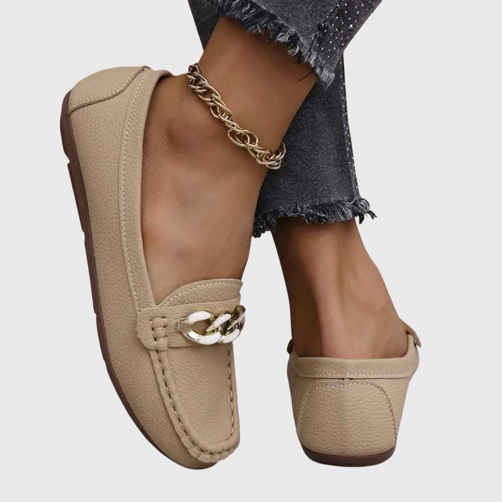Marion Elegant Orthopedic Loafers with Gold Chain