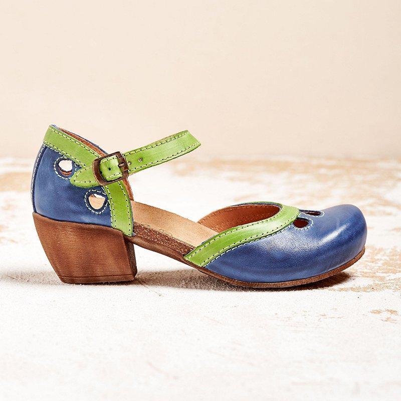 Ellen Charming Color Block Mary Jane Flats