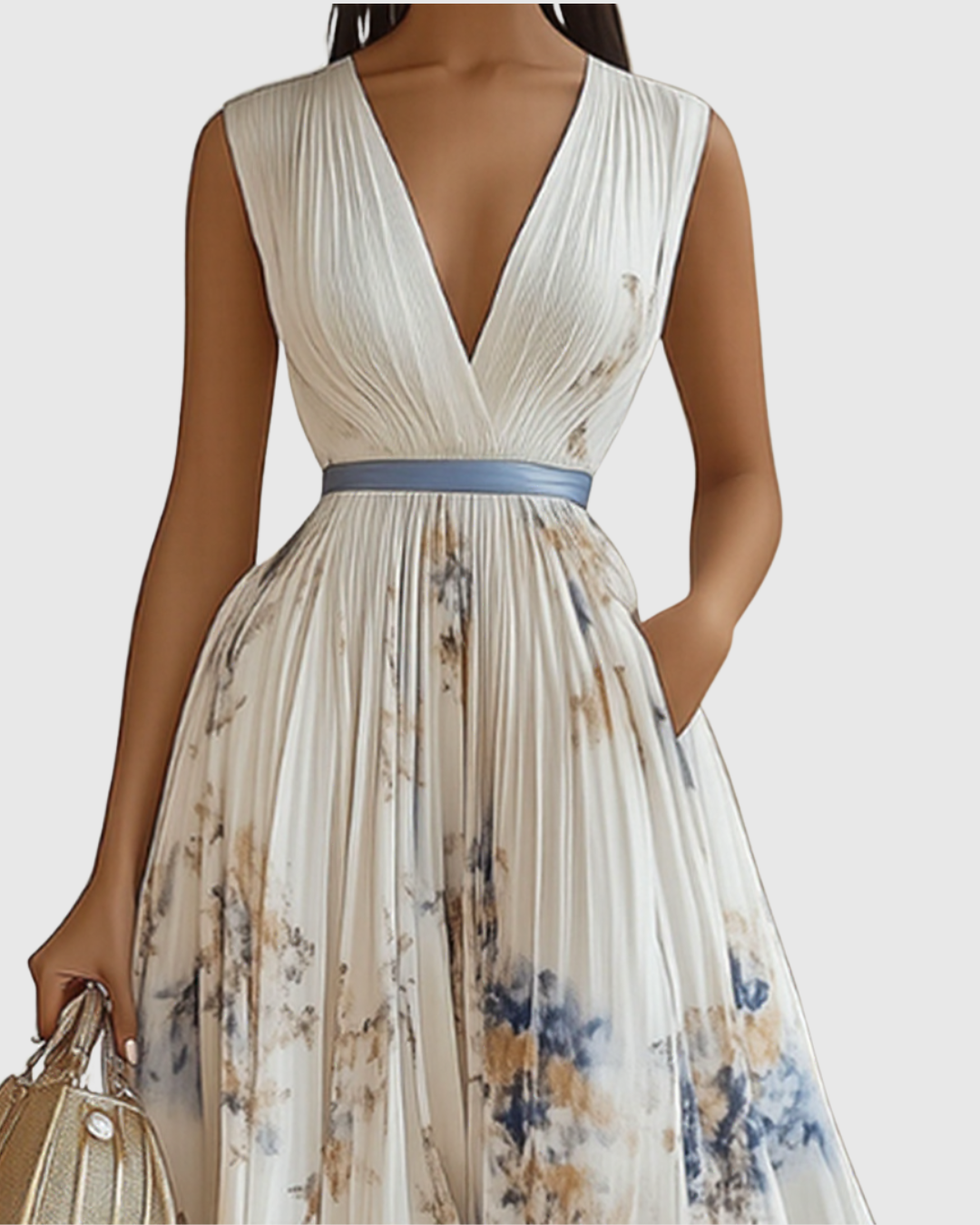Eleanor Romantic Pleated Floral Long Sleeve Maxi Dress