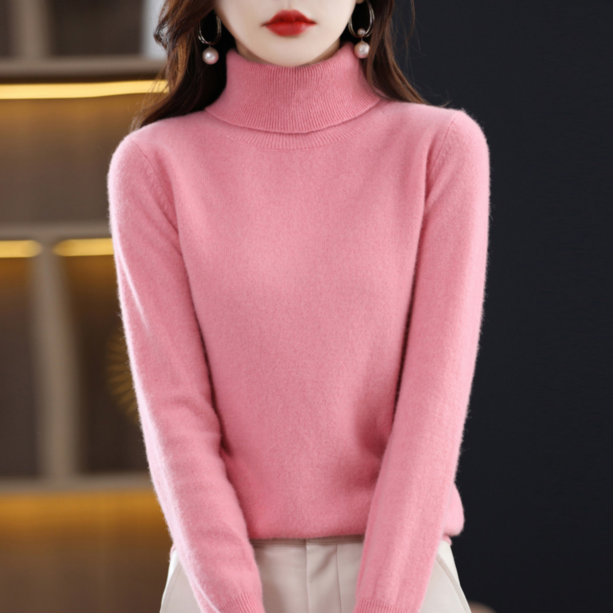 Katie Elegant Cashmere Blend Turtleneck Sweater