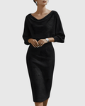 Frances Elegant Draped Batwing Midi Dress