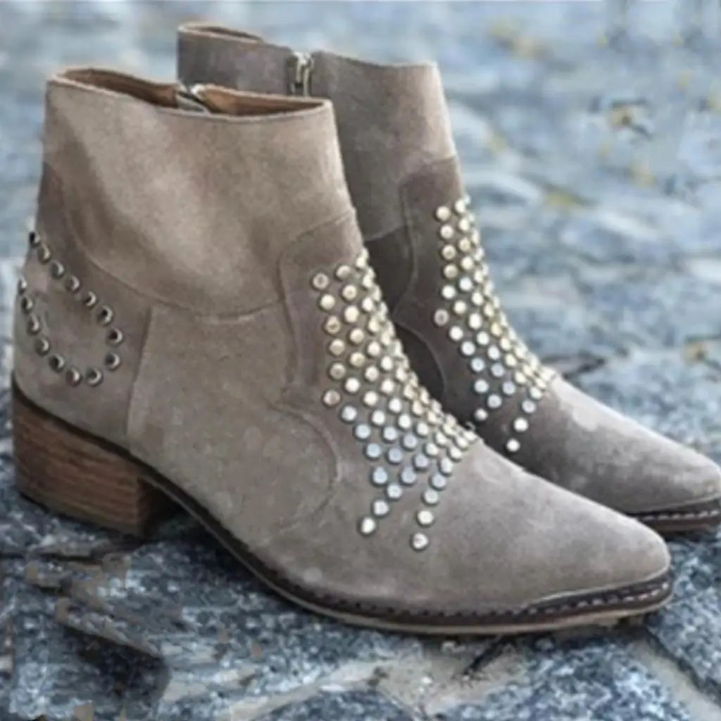 Carly Stylish Studded Ankle Boots for Women