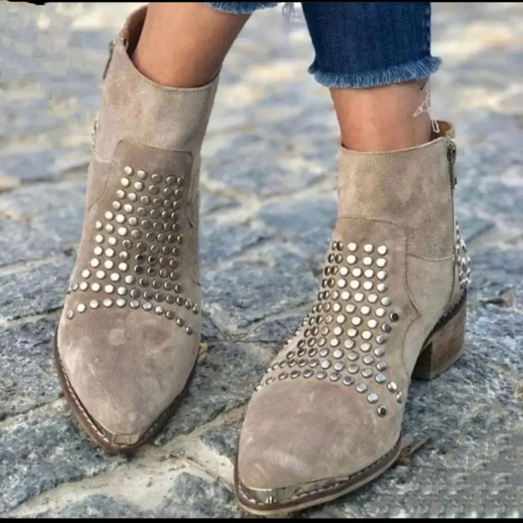 Carly Stylish Studded Ankle Boots for Women
