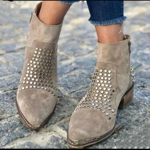 Carly Stylish Studded Ankle Boots for Women