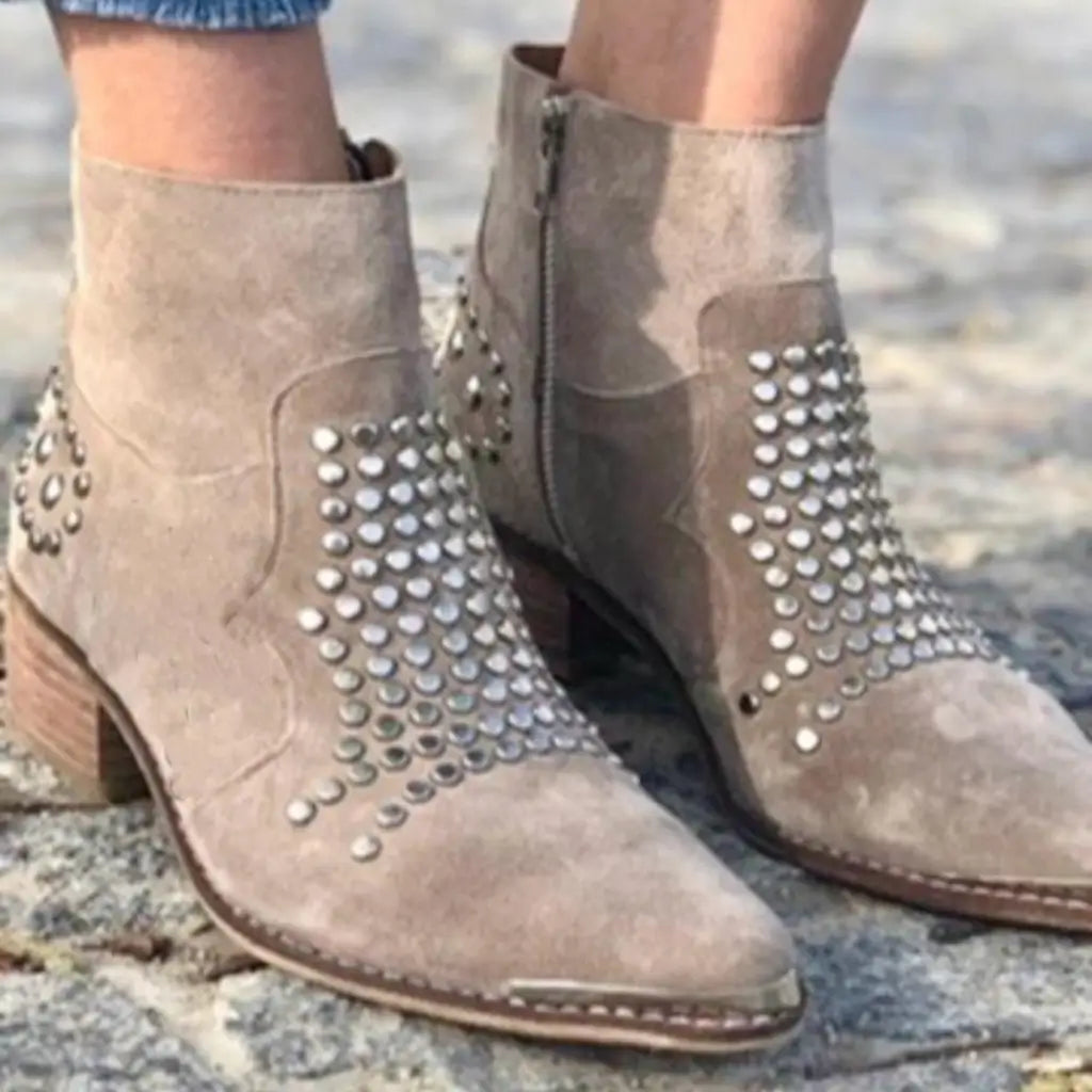 Carly Stylish Studded Ankle Boots for Women