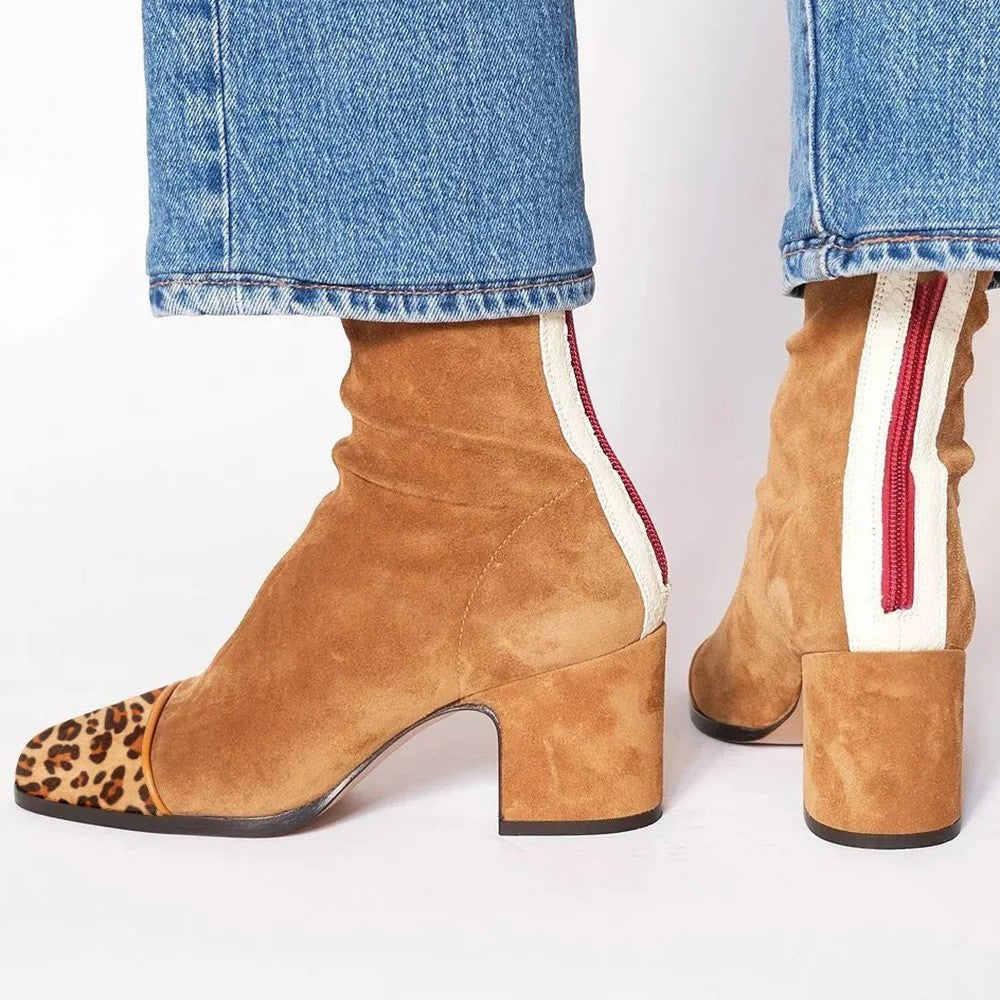 Evelyn Modern Square Toe Block Heel Boots