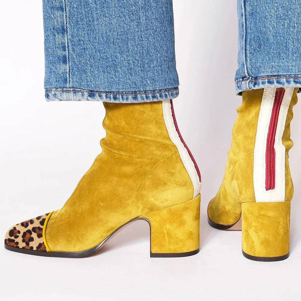 Evelyn Modern Square Toe Block Heel Boots