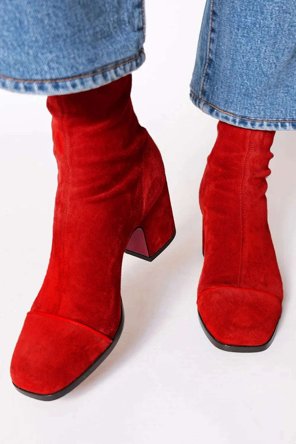 Evelyn Modern Square Toe Block Heel Boots
