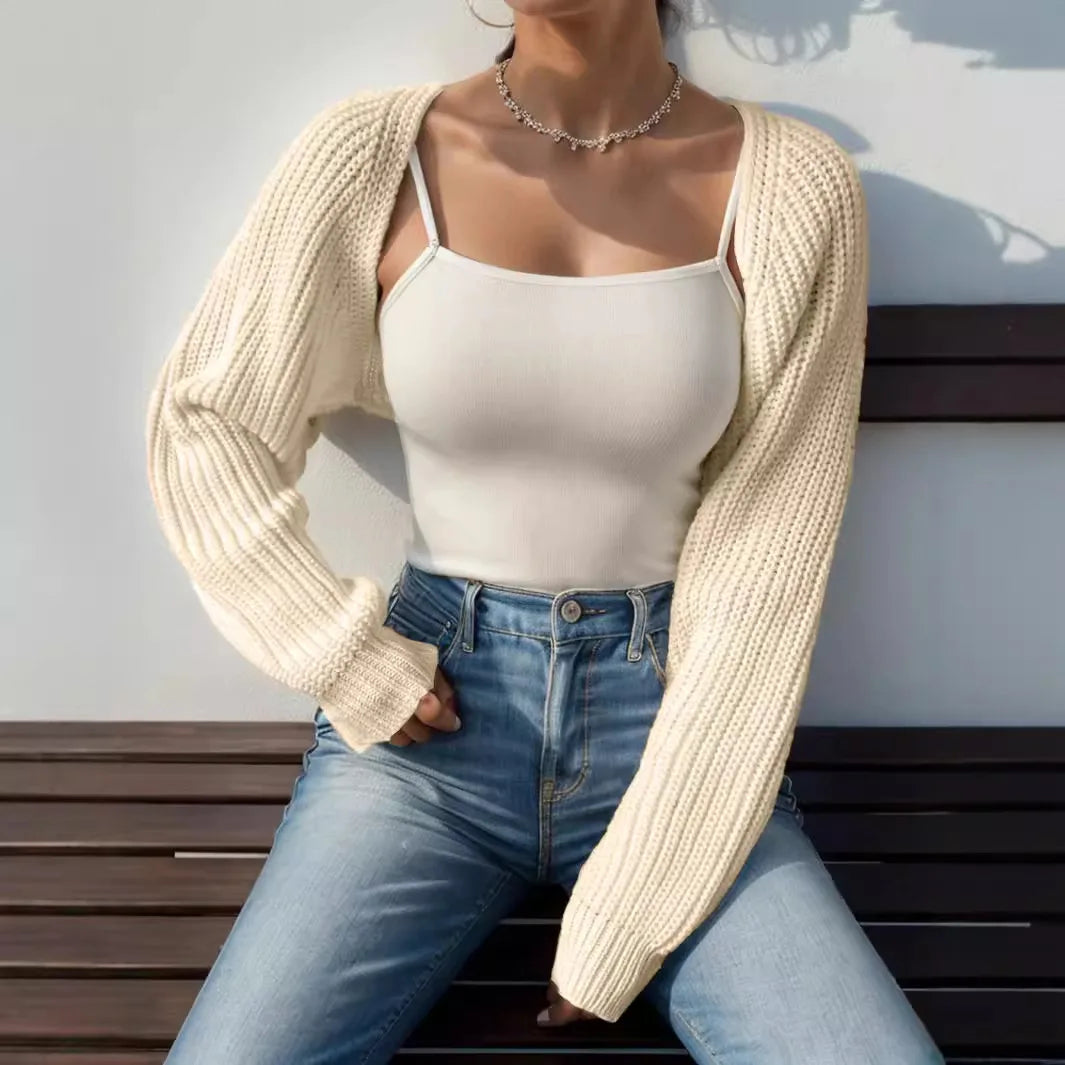 Ashley Effortless Cropped Ribbed Knit Shrug