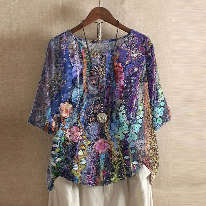 Patricia Charming Floral Vintage Blouse for Women
