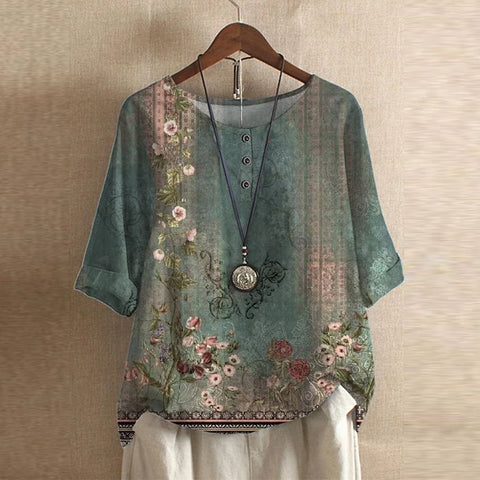 Patricia Charming Floral Vintage Blouse for Women
