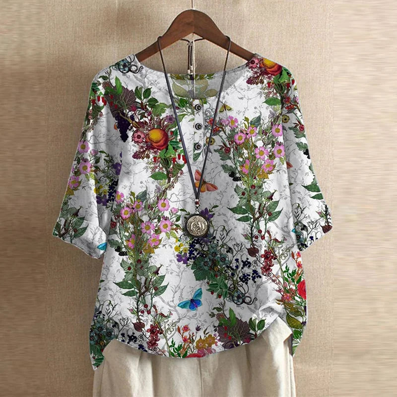 Patricia Charming Floral Vintage Blouse for Women