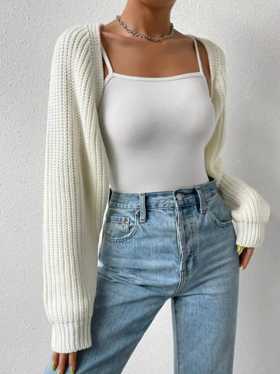 Ashley Effortless Cropped Ribbed Knit Shrug