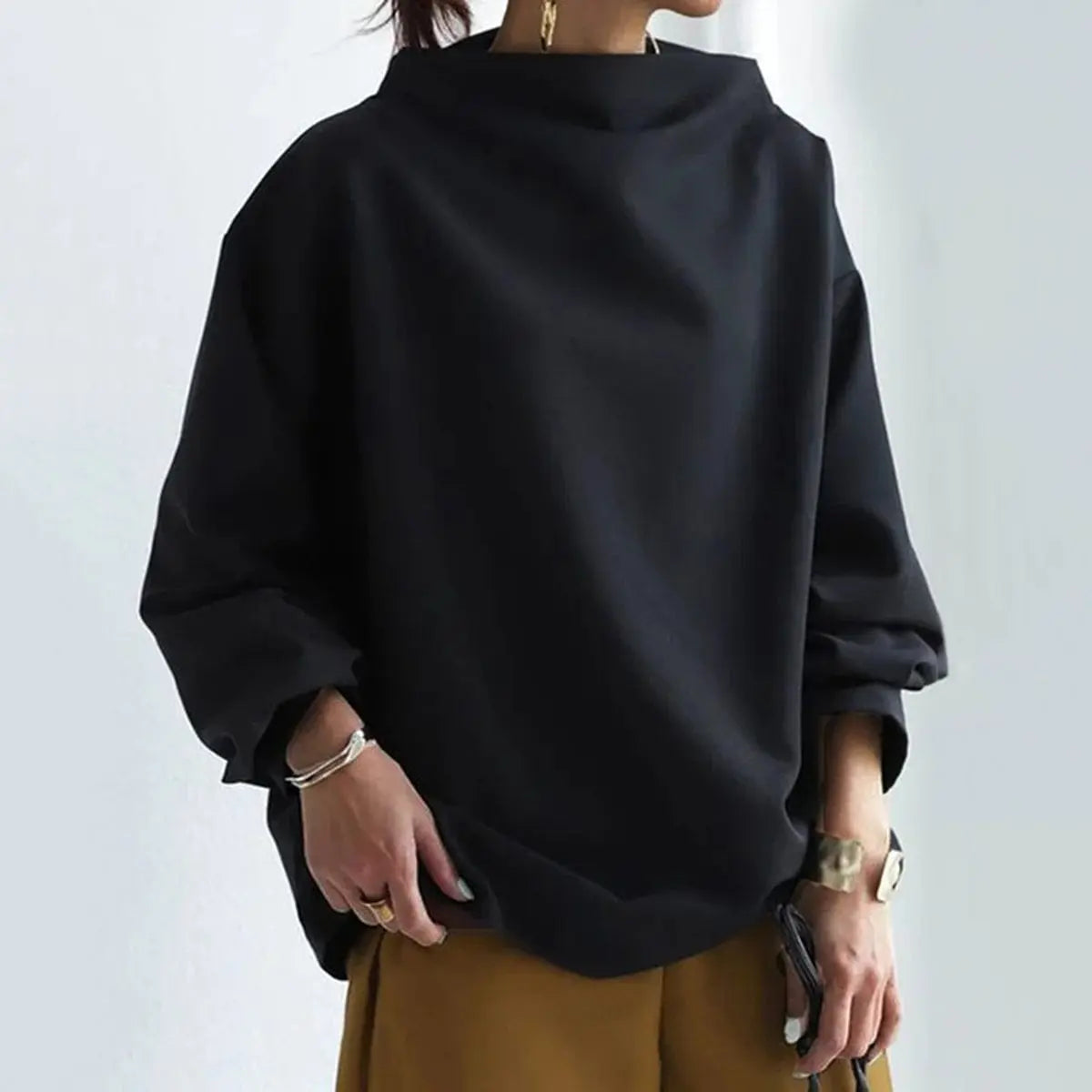 Victoria Relaxed Oversized Roll Neck Knit Top