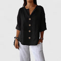 Ingrid Classic Button Down Roll Tab Sleeve Blouse