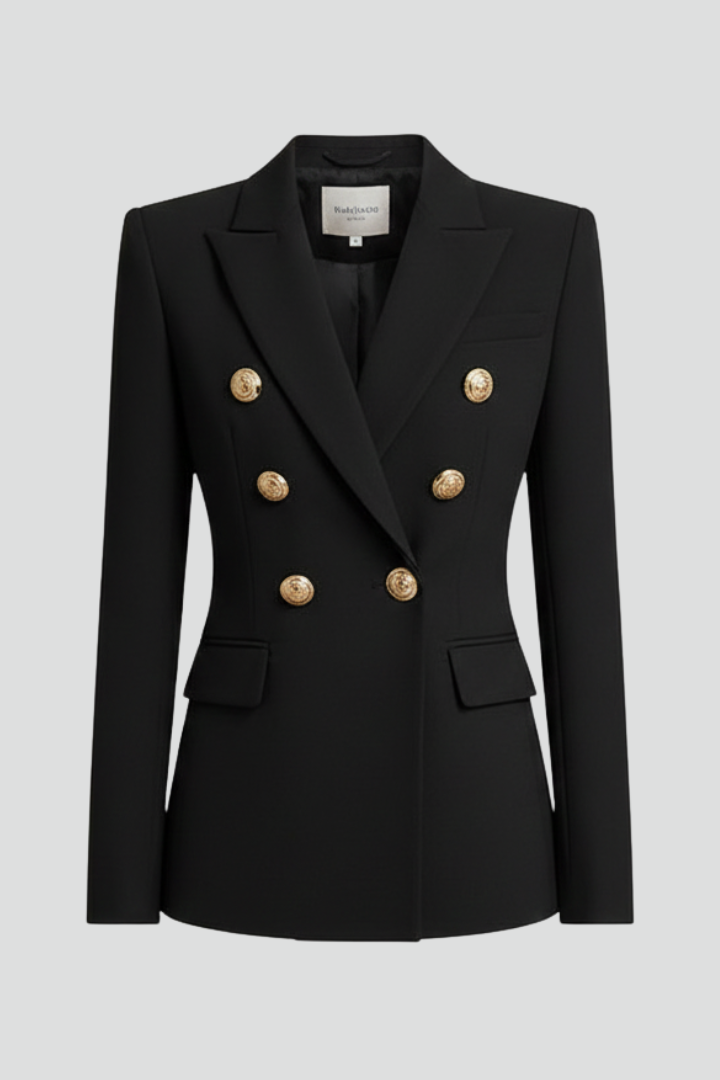 June Elegant Double Breasted Blazer with Gold Buttons