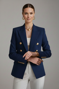 June Elegant Double Breasted Blazer with Gold Buttons