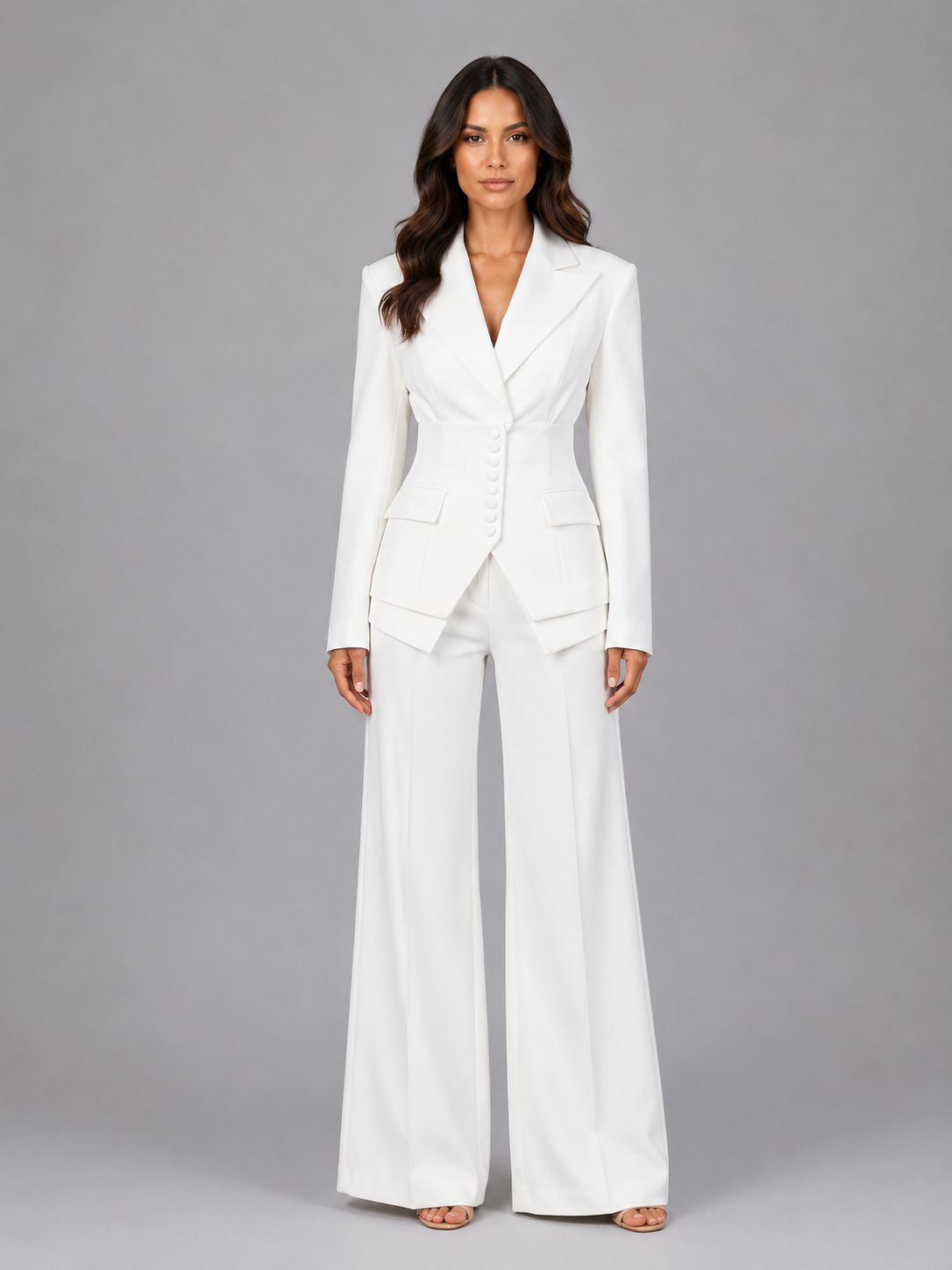 Ella Elegant Tailored Blazer and Wide-Leg Pants Suit