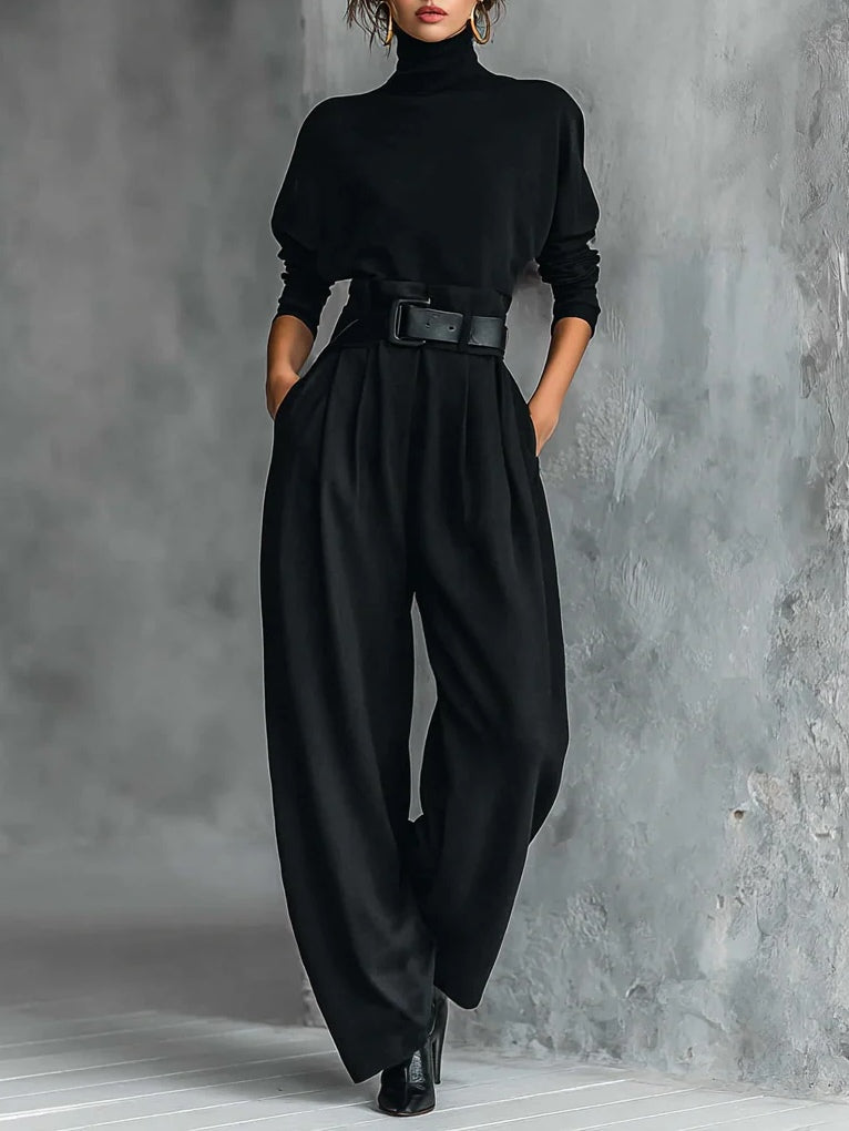 Valerie Warm Turtleneck Wide Leg Jumpsuit for Women