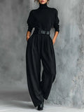 Valerie Warm Turtleneck Wide Leg Jumpsuit for Women
