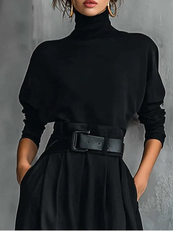 Valerie Warm Turtleneck Wide Leg Jumpsuit for Women