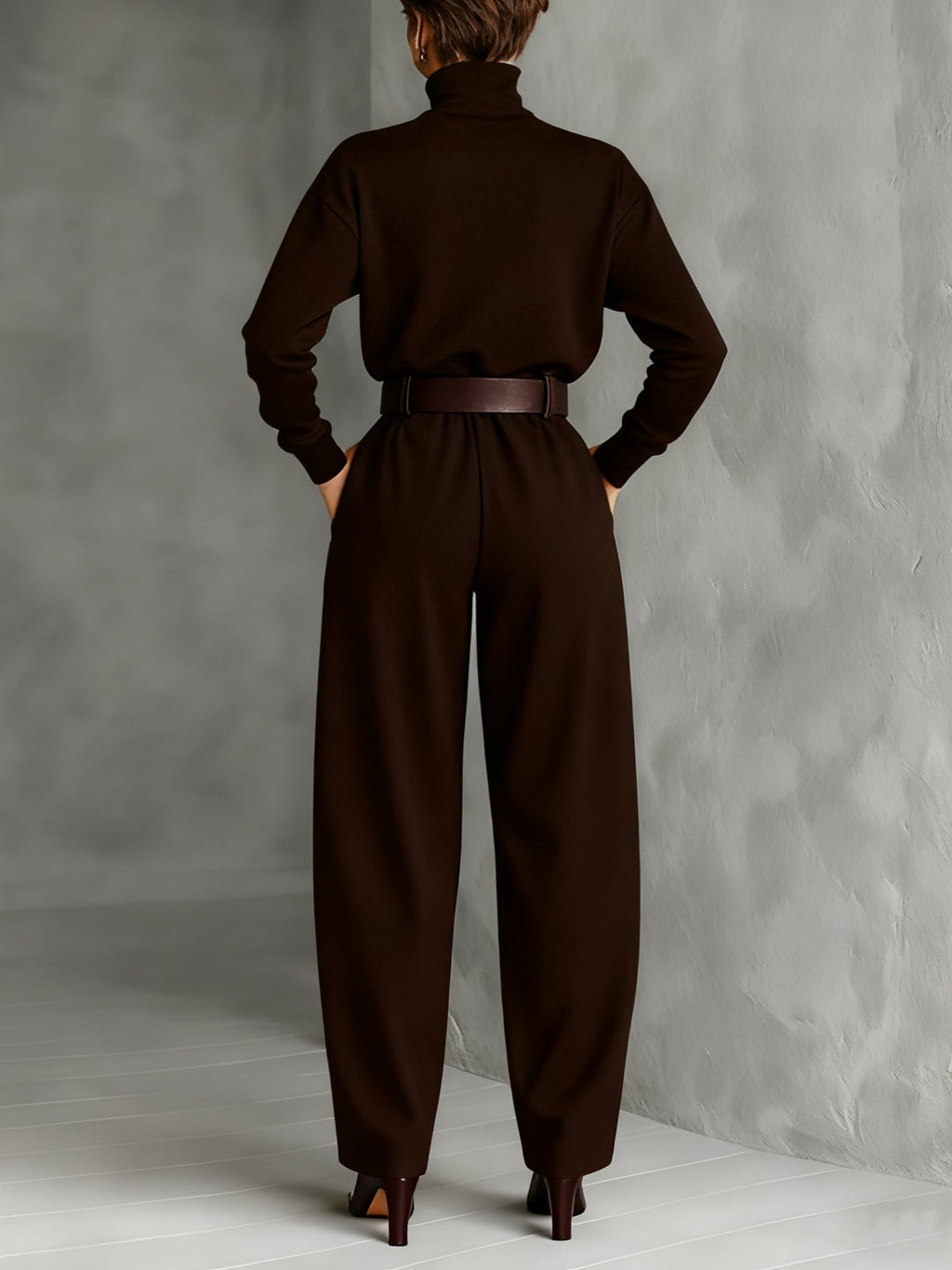 Valerie Warm Turtleneck Wide Leg Jumpsuit for Women